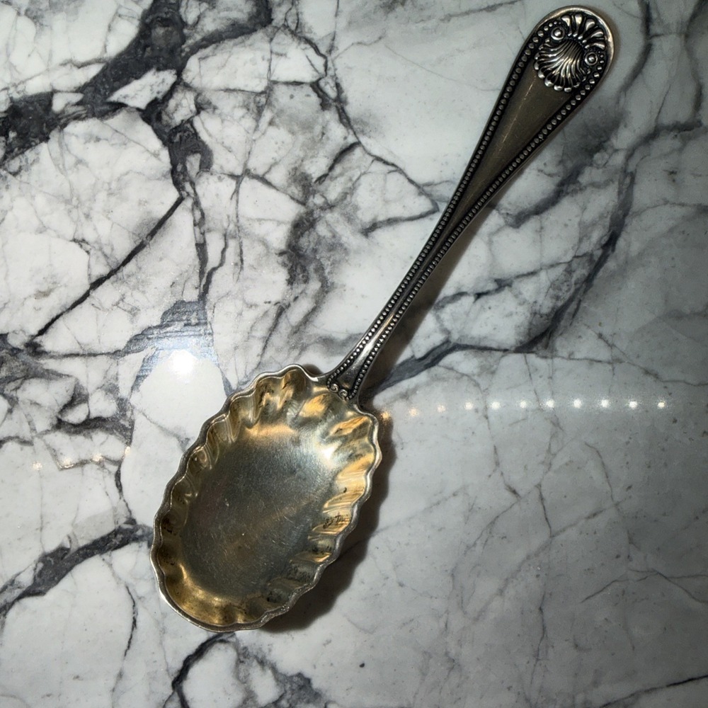WHITING STERLING SILVER BEAD GOLD WASH BOWL 5 1/8" SUGAR SPOON